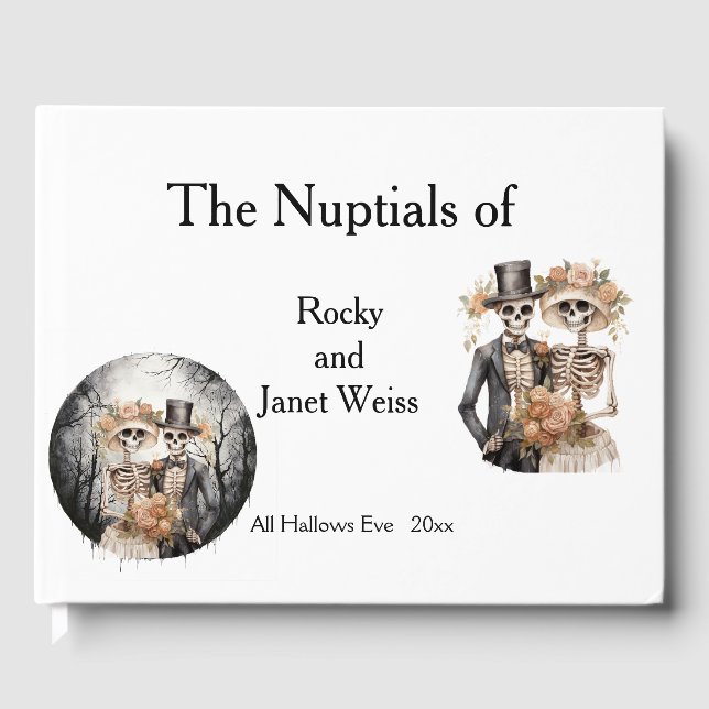 Skeletal Couple Wedding Invitation Guest Book (Front)