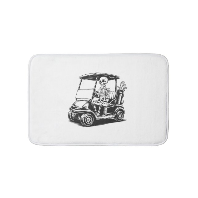 Skeletal Golfer Skull Playing Golf Bath Mat (Front)