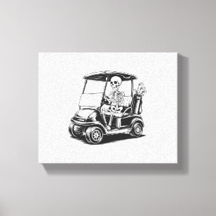 Skeletal Golfer Skull Playing Golf Canvas Print