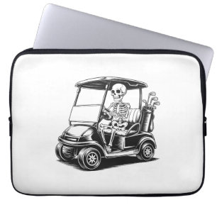 Skeletal Golfer Skull Playing Golf Laptop Sleeve