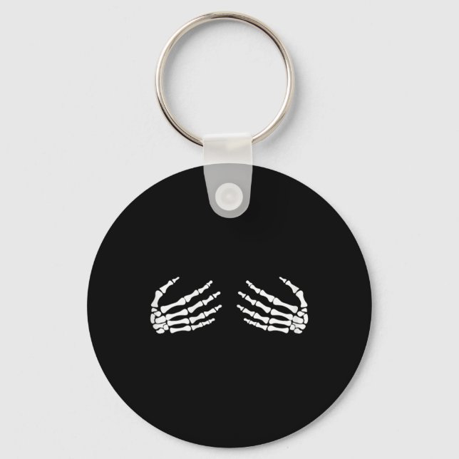 Skeletal Hands On Chest Breasts Witches Gift  Keychain (Front)