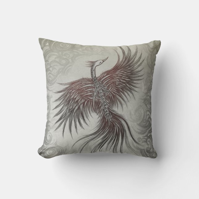 Skeletal Phoenix Pillow (Front)