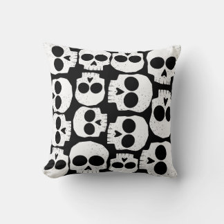 Skeletal skulls arranged randomly throw pillow