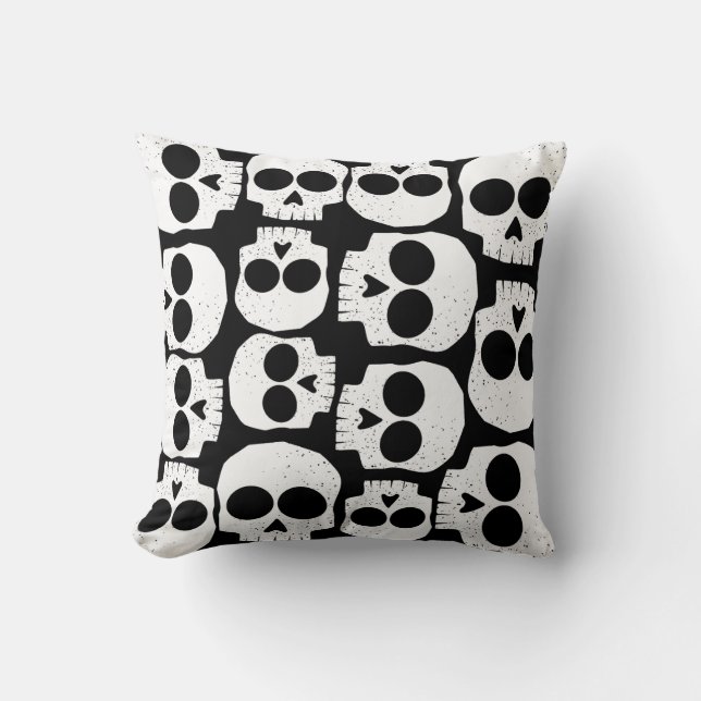 Skeletal skulls arranged randomly throw pillow (Front)