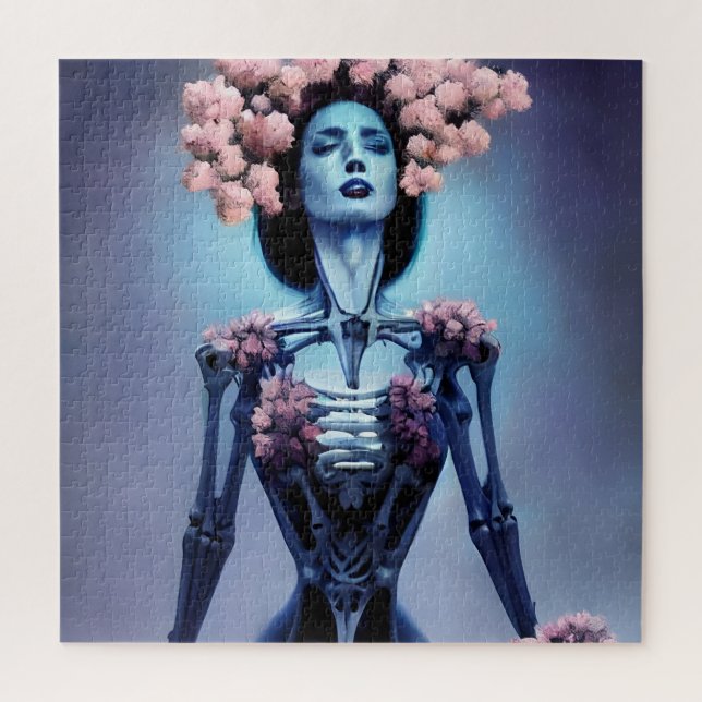 Skeletal Woman With Flowers Jigsaw Puzzle (Vertical)