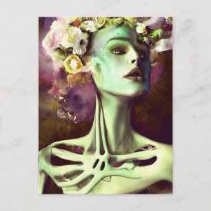 Skeletal Woman With Flowers Postcard