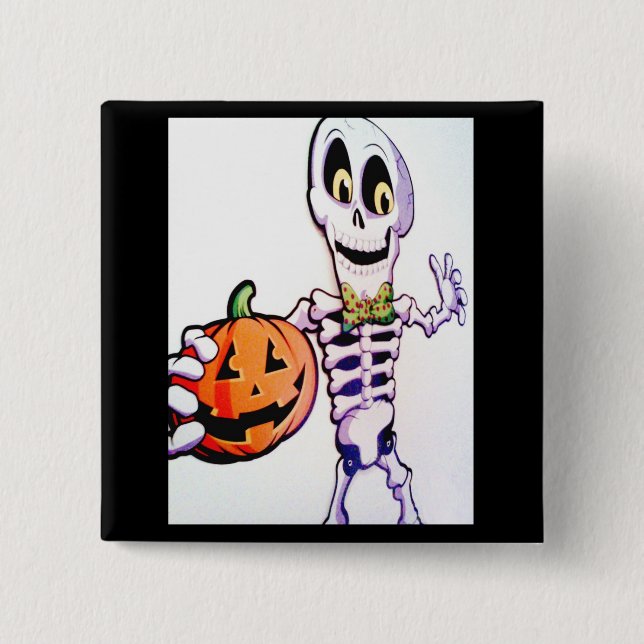 Skeleton 2 Inch Square Button (Front)