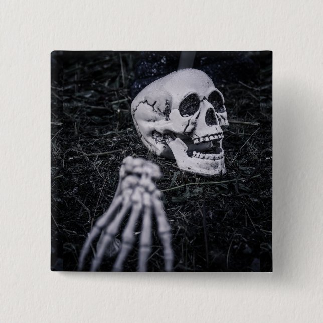Skeleton 2 Inch Square Button (Front)