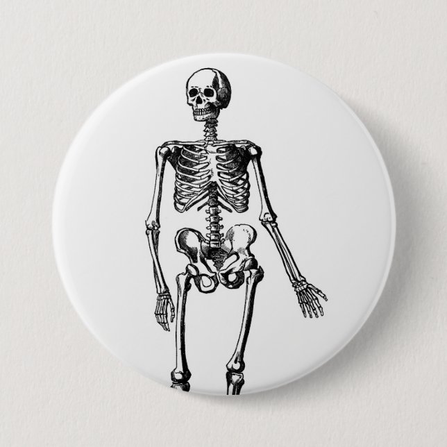 Skeleton 3 Inch Round Button (Front)