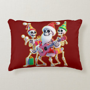 **Skeleton 3D Christm Santa Party – Funnyas Skelet Accent Pillow