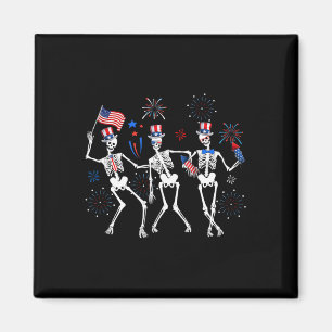 Skeleton 4th Of July American Flag Skellies  Magnet