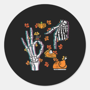 Skeleton 67 Meme Funny Thanksgiving 6 7 Boys Youth Classic Round Sticker