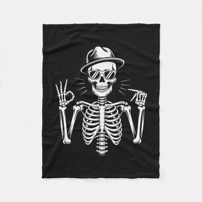 Skeleton 67 Sign Language Alpha Slang Gen 67th Num Fleece Blanket (Front)