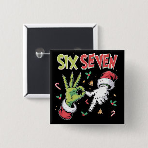 Skeleton 6 7 Christmas Six Seven Meme Xmas 2 Inch Square Button