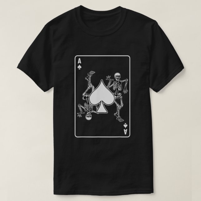 Skeleton Ace Of Spade Playing Card Costume Hallowe T-Shirt (Design Front)