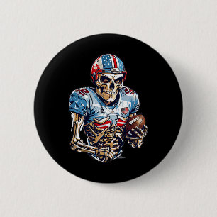 Skeleton American Football Player Halloween Graphi 2 Inch Round Button