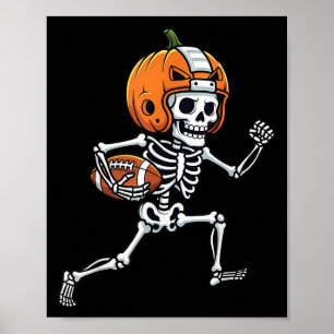 Skeleton American Football Player Spooky Sports Gr Poster