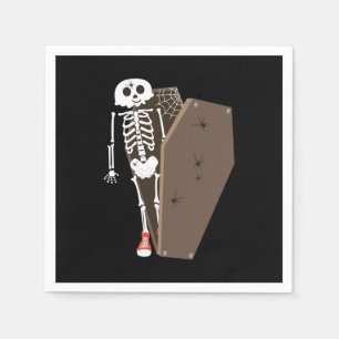 Skeleton and Coffin Halloween Design Napkin