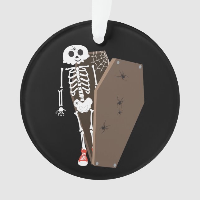 Skeleton and Coffin Halloween Design Ornament (Front)