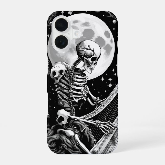Skeleton and Harp III iPhone 16 Case (Back)