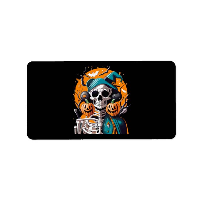 Skeleton and pumpkin label (Front)