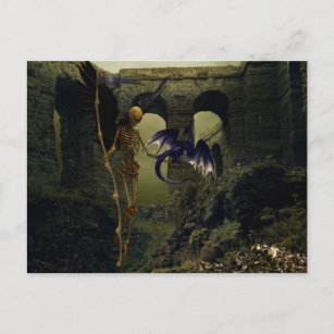 Skeleton Angel Dragon Fantasy Grim Reaper Postcard