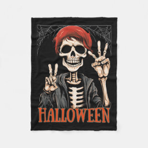 Skeleton Apocalypse Night In The Halloween Funny Fleece Blanket