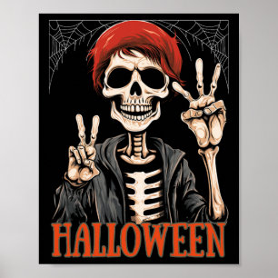 Skeleton Apocalypse Night In The Halloween Funny  Poster