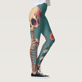 Skeleton Art Halloween Skull Ribcage Grateful Dead Leggings