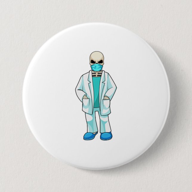 Skeleton as Doctor with Face mask 3 Inch Round Button (Front)
