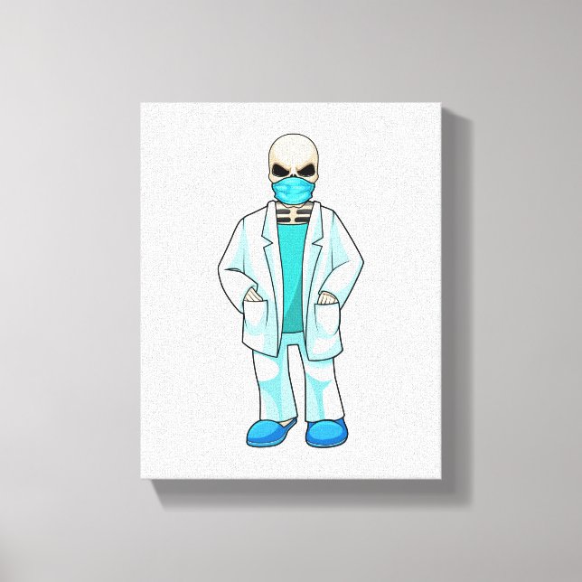 Skeleton as Doctor with Face mask Canvas Print (Front)