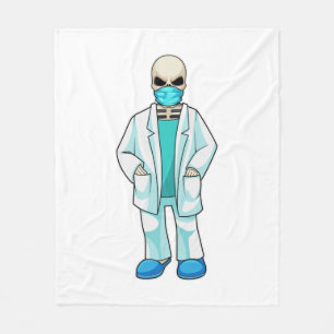 Skeleton as Doctor with Face mask Fleece Blanket