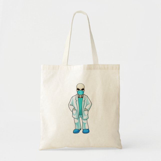 Skeleton as Doctor with Face mask Tote Bag (Front)