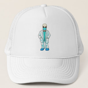 Skeleton as Doctor with Face mask Trucker Hat