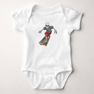 Skeleton as Skater with Skateboard Baby Bodysuit