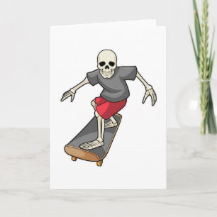 Skeleton as Skater with Skateboard Card