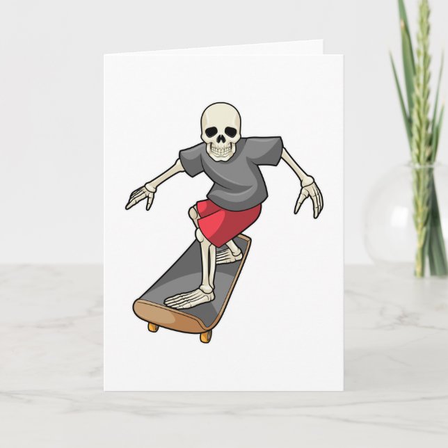 Skeleton as Skater with Skateboard Card (Front)