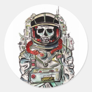 Skeleton Astronaut Classic Round Sticker
