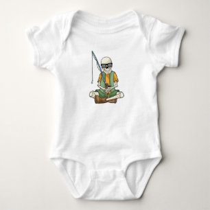 Skeleton at Fishing with Fishing rod Baby Bodysuit