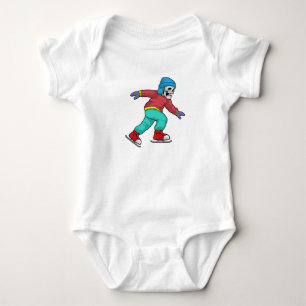 Skeleton at Ice skating with Ice skates Baby Bodysuit