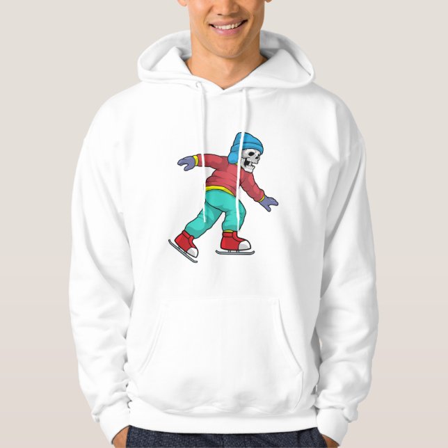 Skeleton at Ice skating with Ice skates Hoodie (Front)