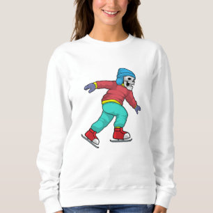 Skeleton at Ice skating with Ice skates Sweatshirt
