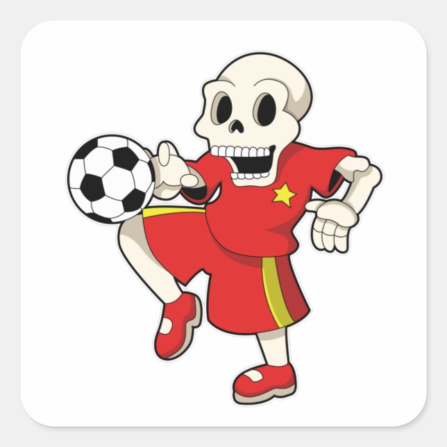 Skeleton at Soccer Sports Square Sticker (Front)