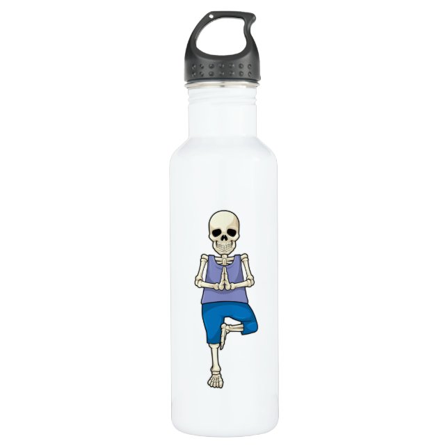 Skeleton at Yoga Stretching 710 Ml Water Bottle (Front)