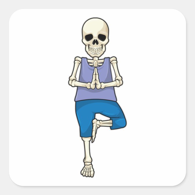 Skeleton at Yoga Stretching Square Sticker (Front)