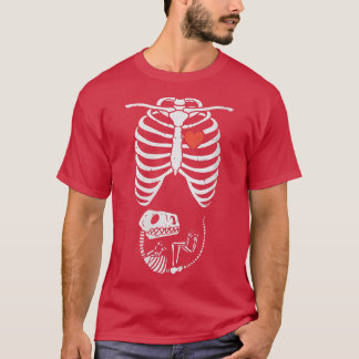 Skeleton Baby Dino T-Rex Halloween Pregnancy Annou T-Shirt