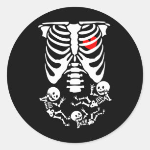 Skeleton Baby Halloween Pregnancy Couples Costumes Classic Round Sticker