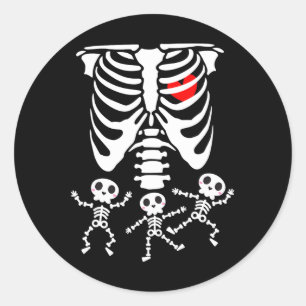 Skeleton Baby Halloween Pregnancy Couples Costumes Classic Round Sticker