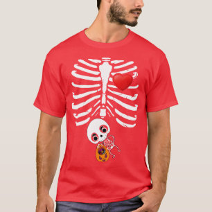 Skeleton Baby Pregnant Xray Rib Halloween Costume T-Shirt