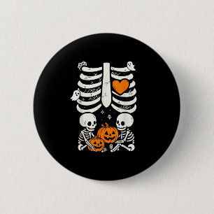 Skeleton Baby Twins Halloween Pregnancy Announceme 2 Inch Round Button